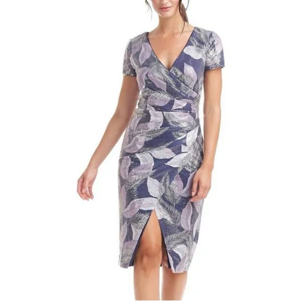 Collections leaves Nylah sequin blue faux NEW size 4